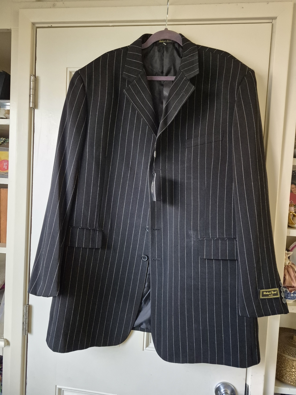 Richard Harris New 50L Men's Black Pinstripe Blazer